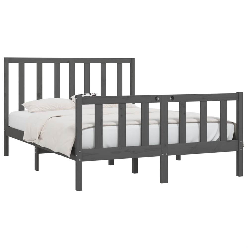 Bed Frame Grey Solid Wood 120x200 cm
