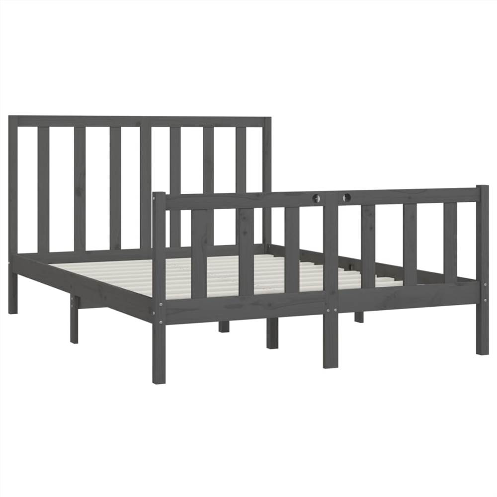Bed Frame Grey Solid Wood 120x200 cm