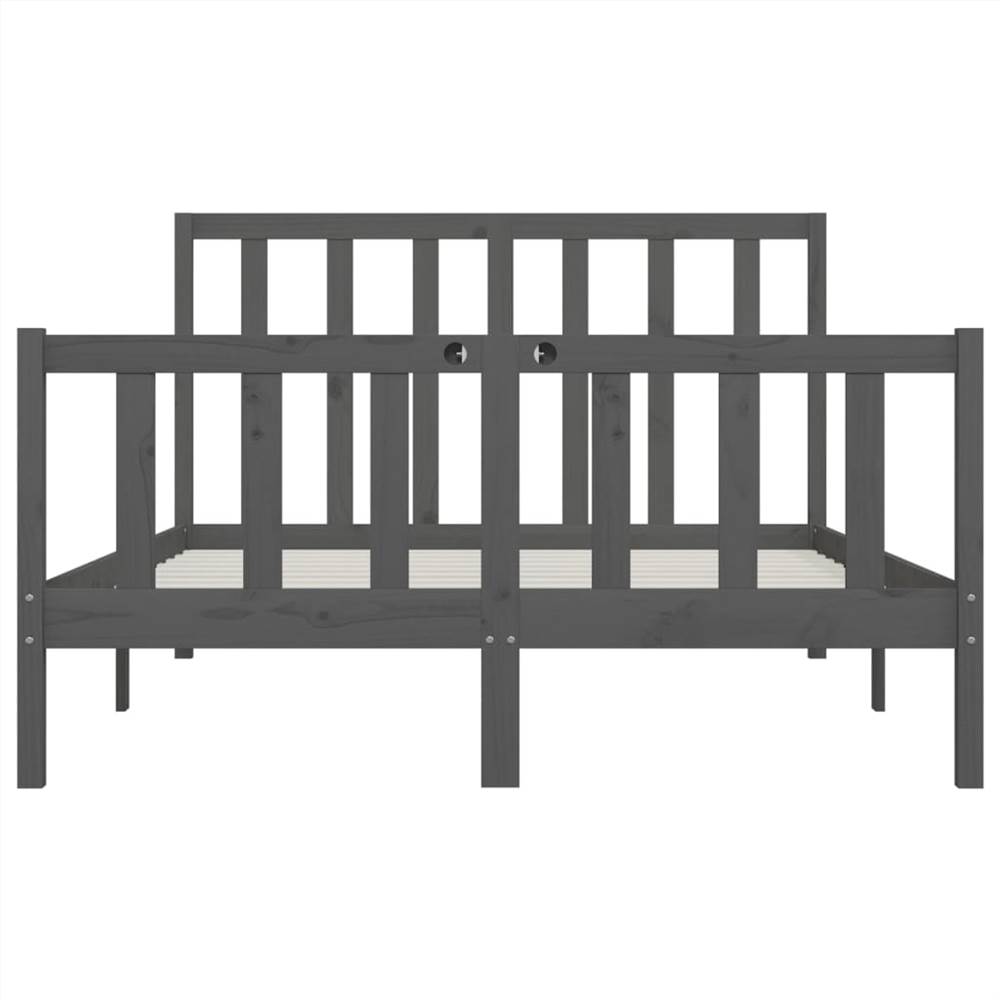 Bed Frame Grey Solid Wood 120x200 cm