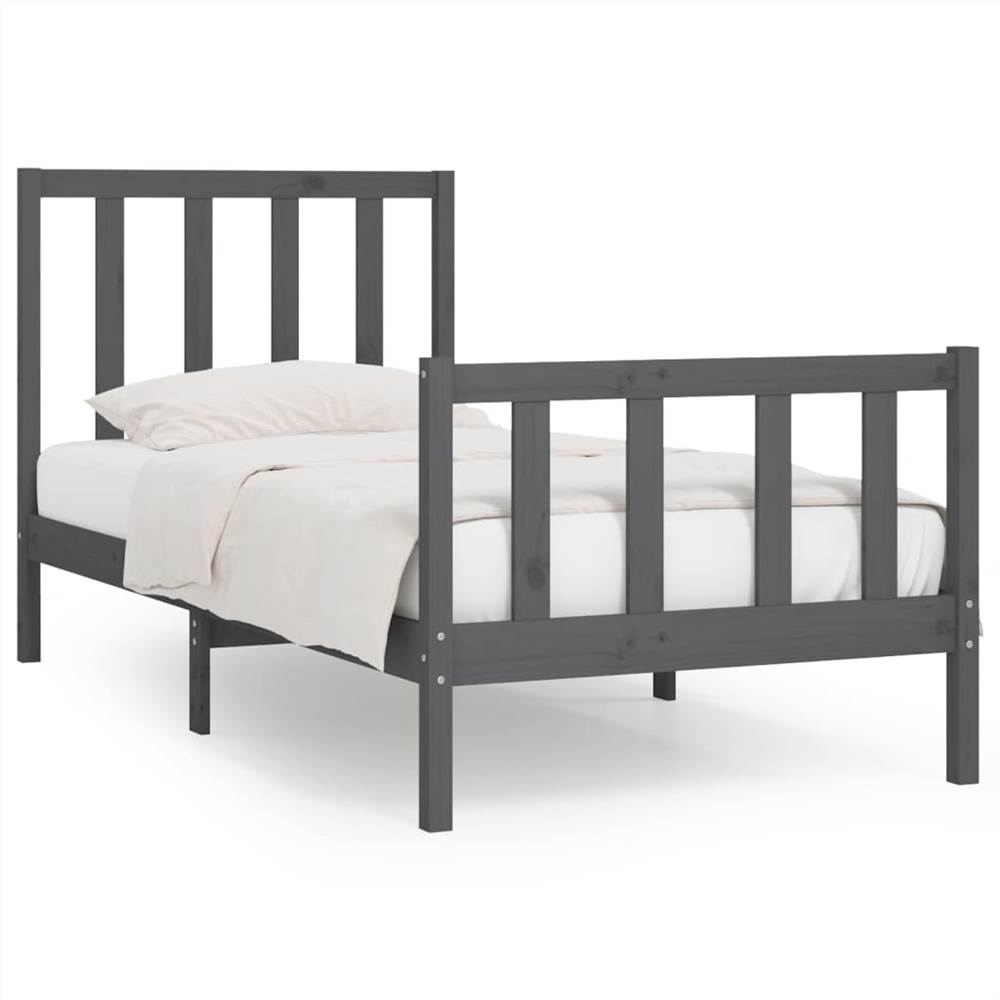 Bed Frame Grey Solid Wood 90x200 cm