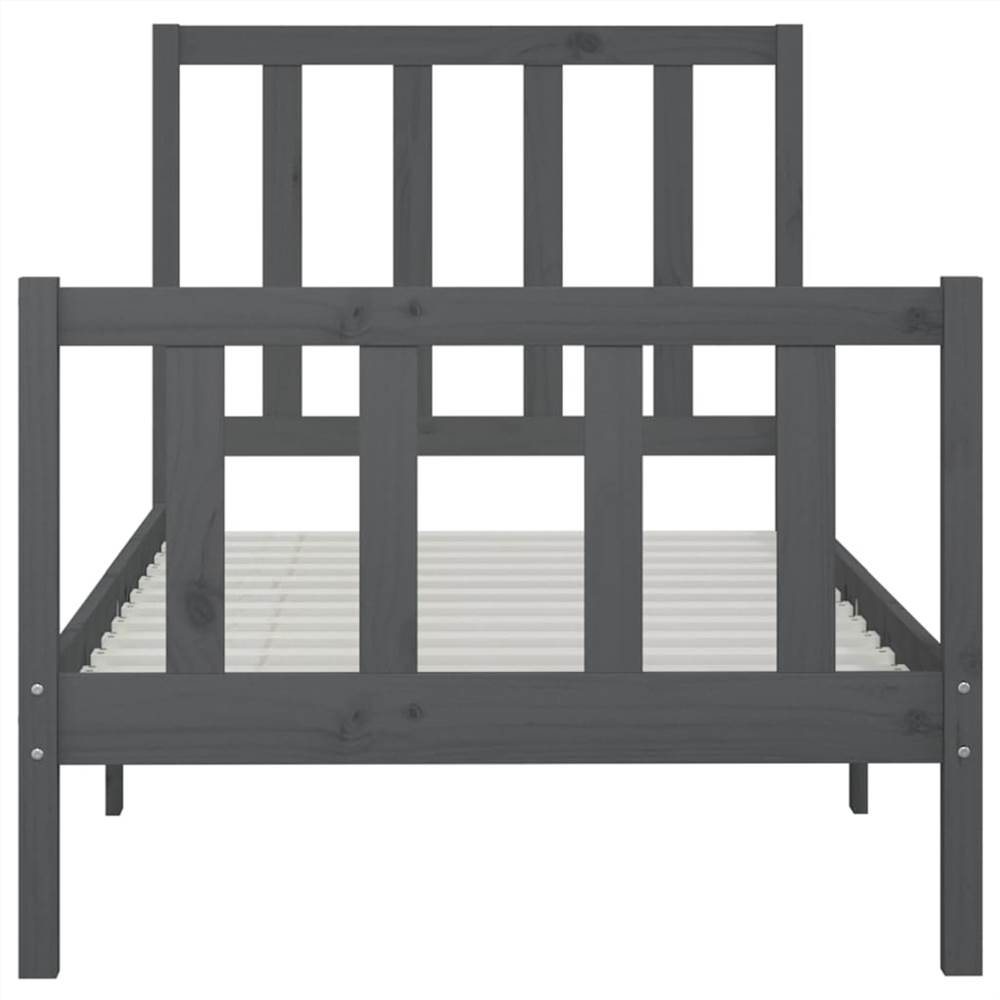 Bed Frame Grey Solid Wood 90x200 cm