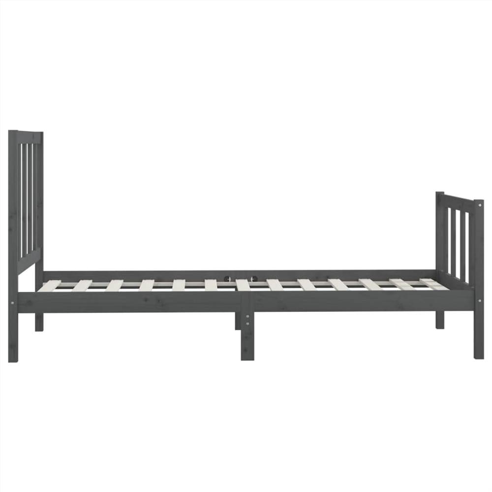 Bed Frame Grey Solid Wood 90x200 cm