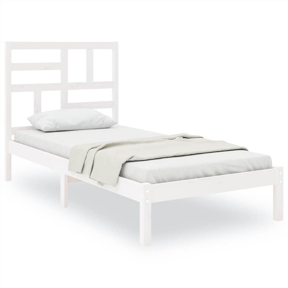 Bed Frame White Solid Wood 75x190 cm 2FT6 Small Single