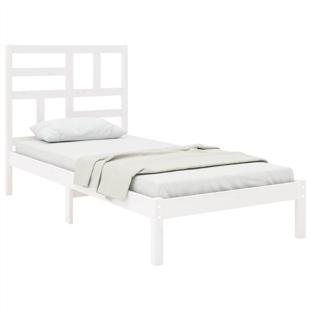 Bed Frame White Solid Wood 75x190 cm 2FT6 Small Single