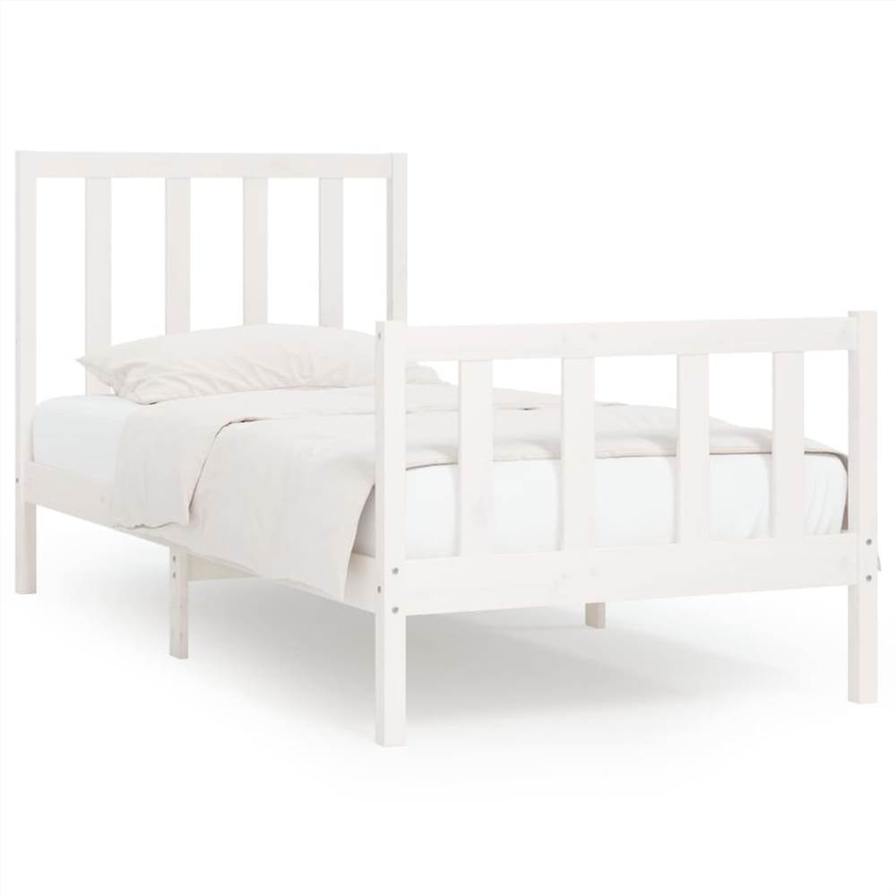 Bed Frame White Solid Wood 90x200 cm