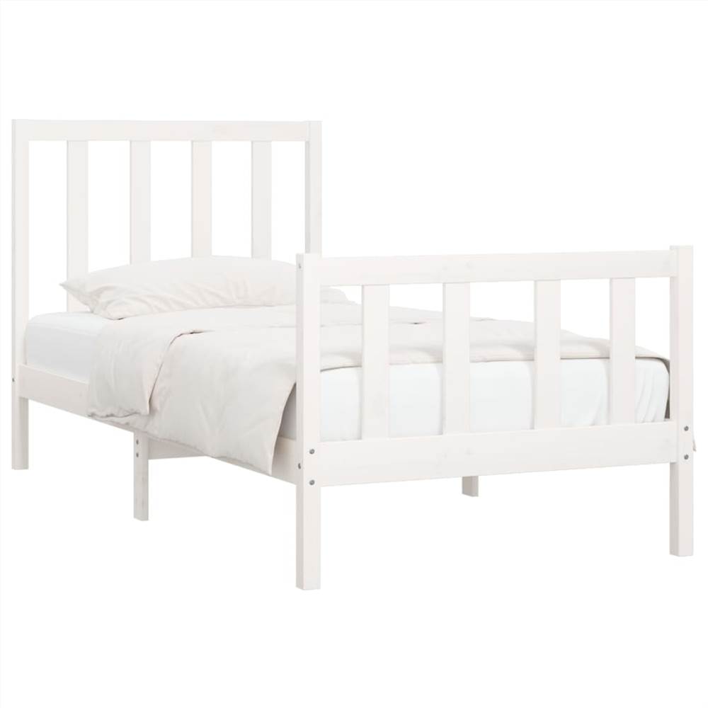 Bed Frame White Solid Wood 90x200 cm