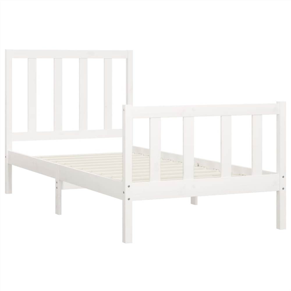 Bed Frame White Solid Wood 90x200 cm