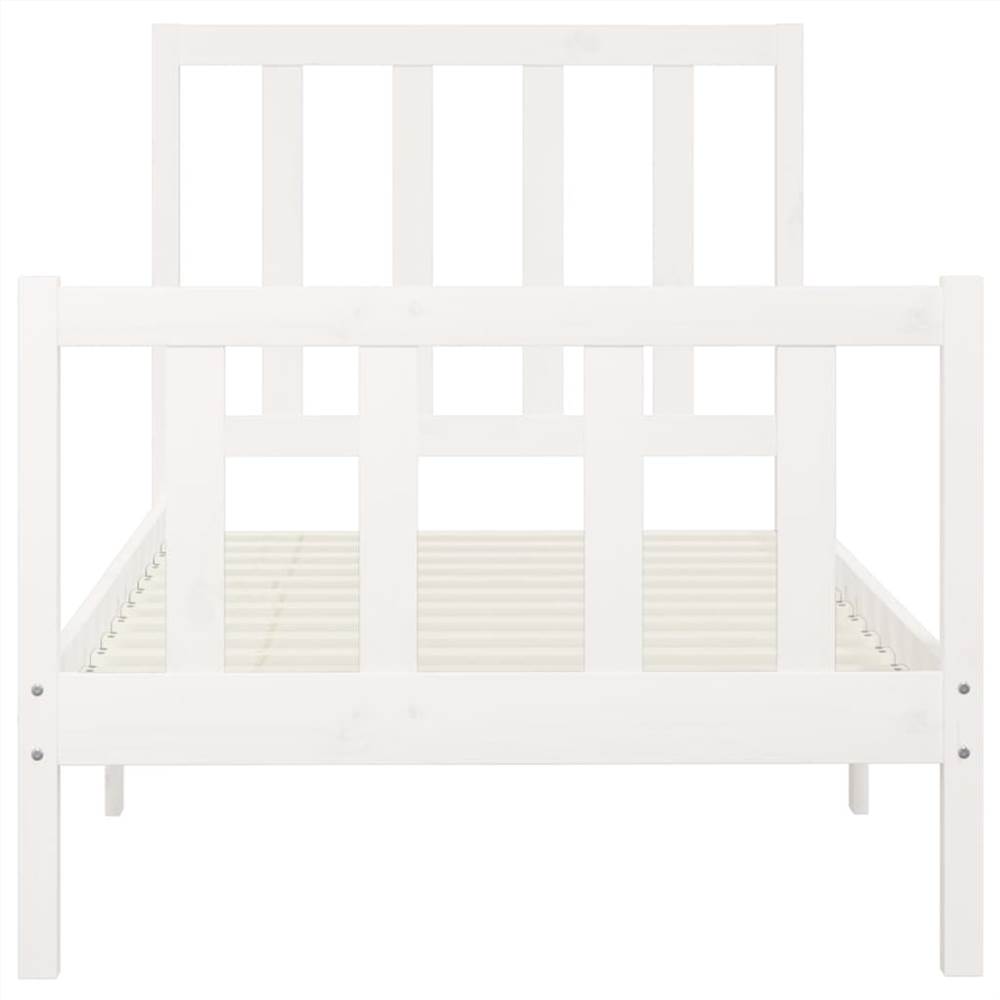 Bed Frame White Solid Wood 90x200 cm