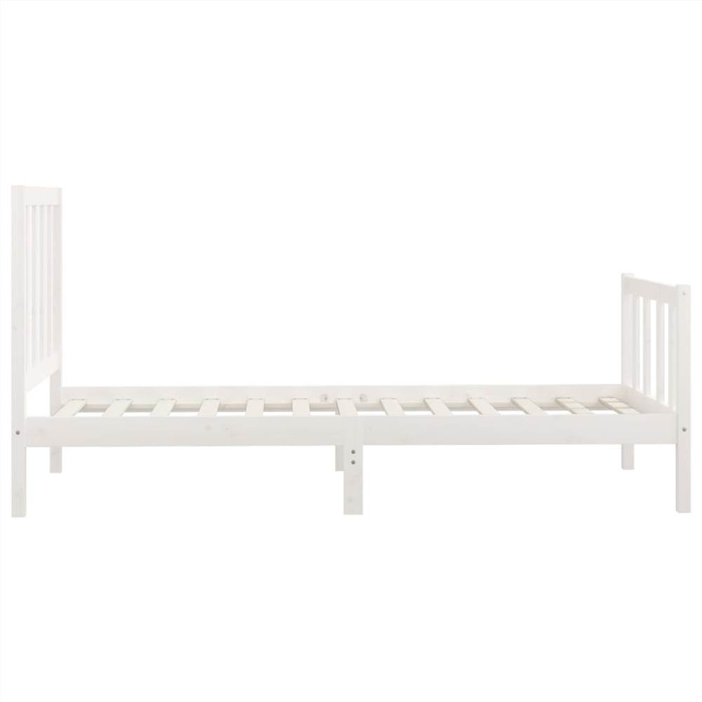 Bed Frame White Solid Wood 90x200 cm