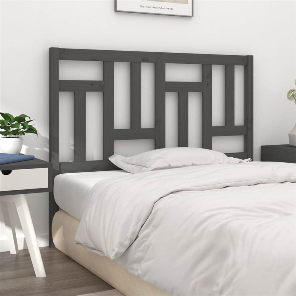 Bed Headboard Grey 185.5x4x100 cm Solid Wood Pine