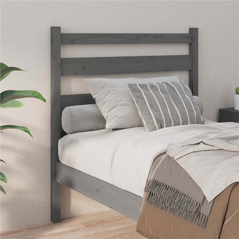 Bed Headboard Grey 81x4x100 cm Solid Wood Pine