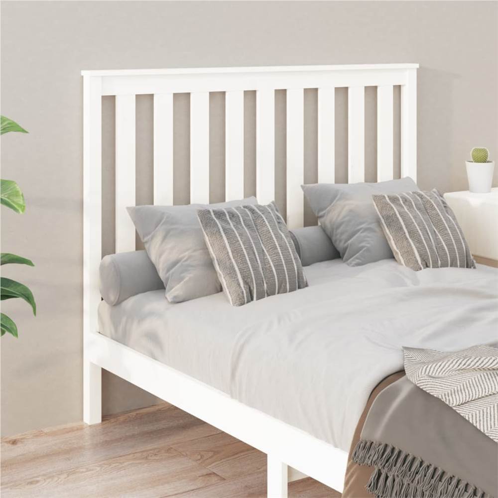 Bed Headboard White 126x6x101 cm Solid Wood Pine