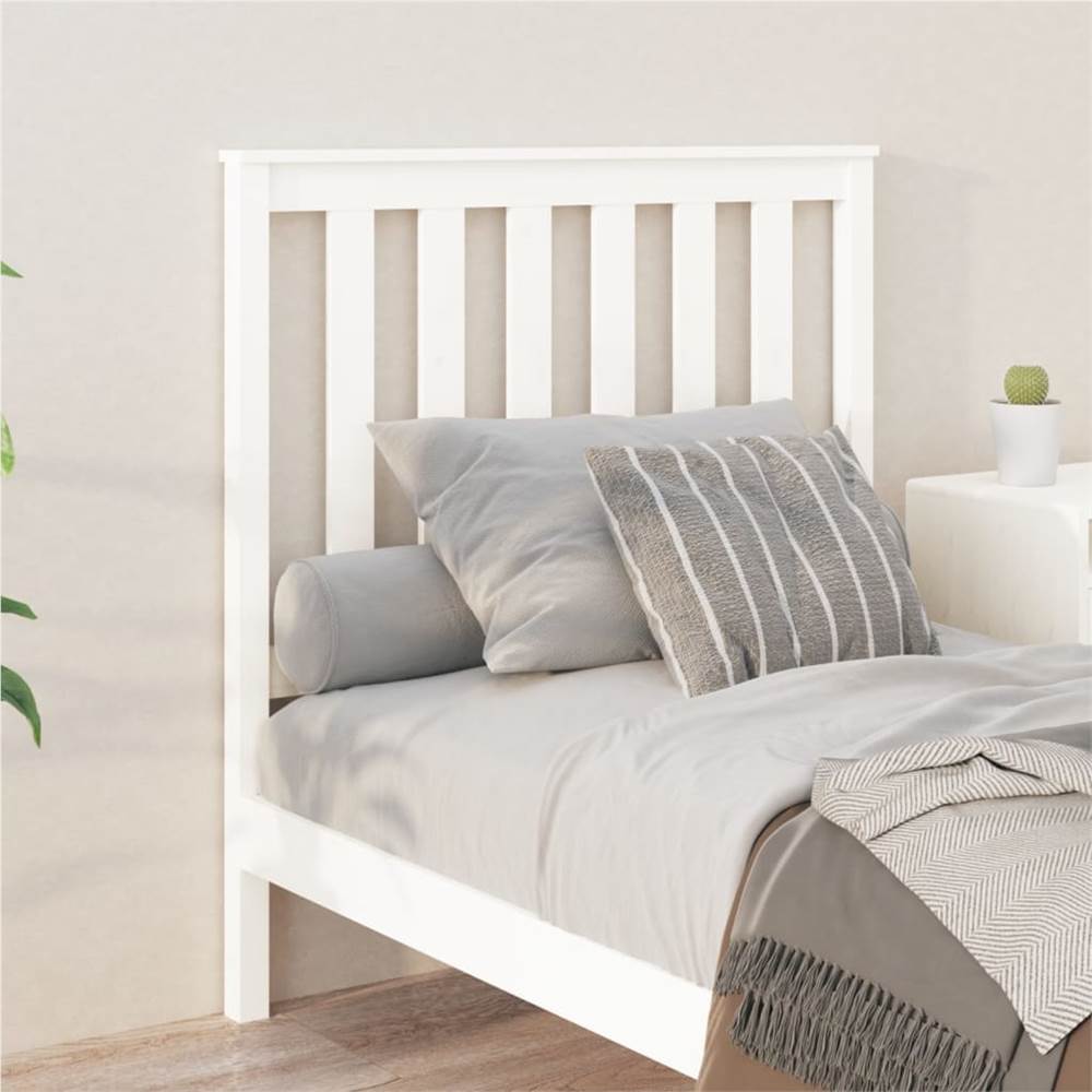 Bed Headboard White 96x6x101 cm Solid Wood Pine