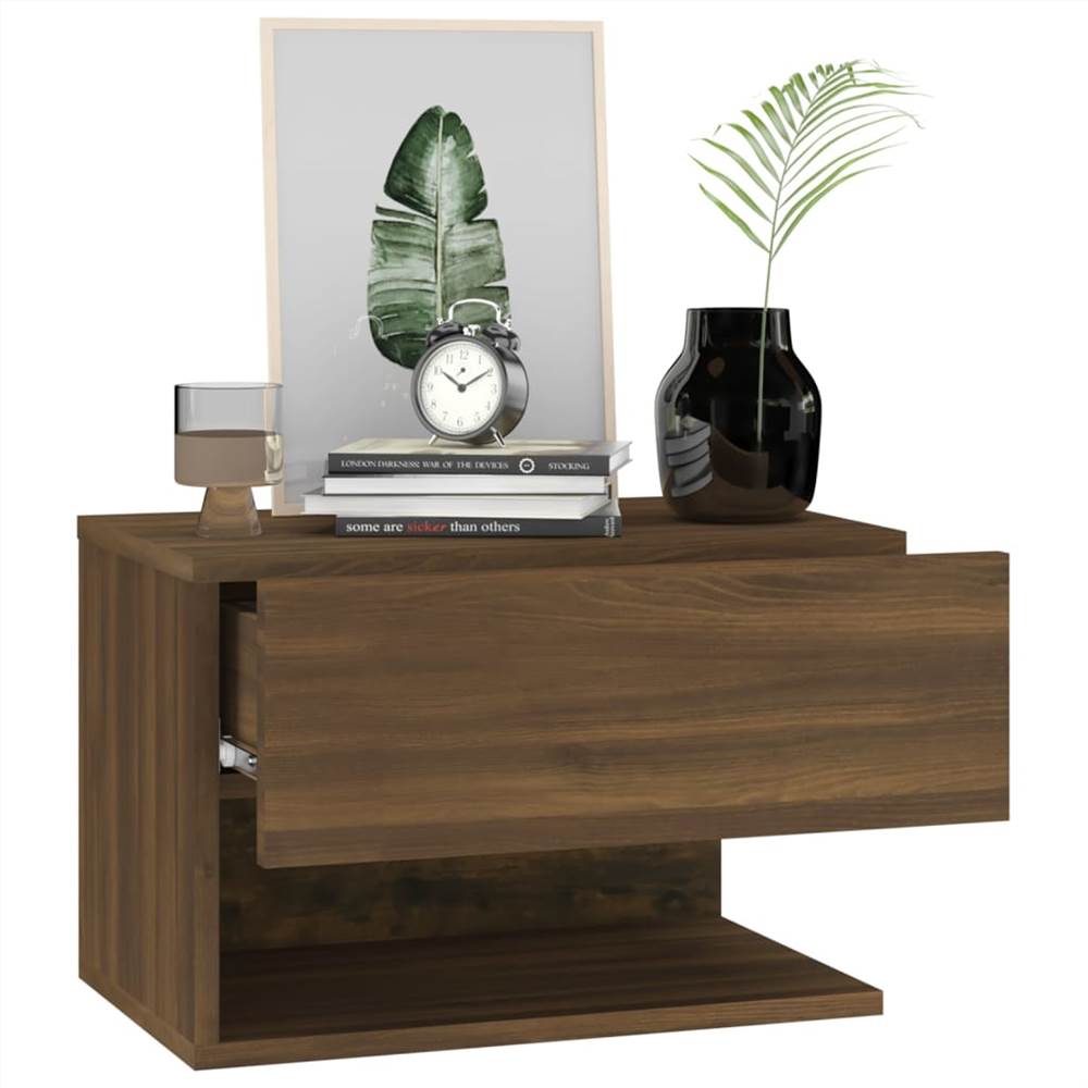 Wall Bedside Cabinet Brown Oak Engineered Wood