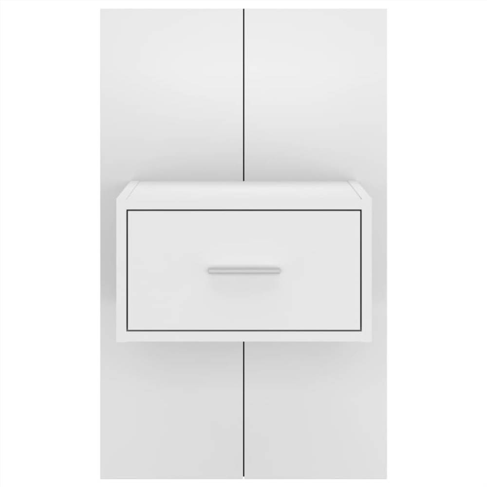 Wall Bedside Cabinet White Engineered Wood