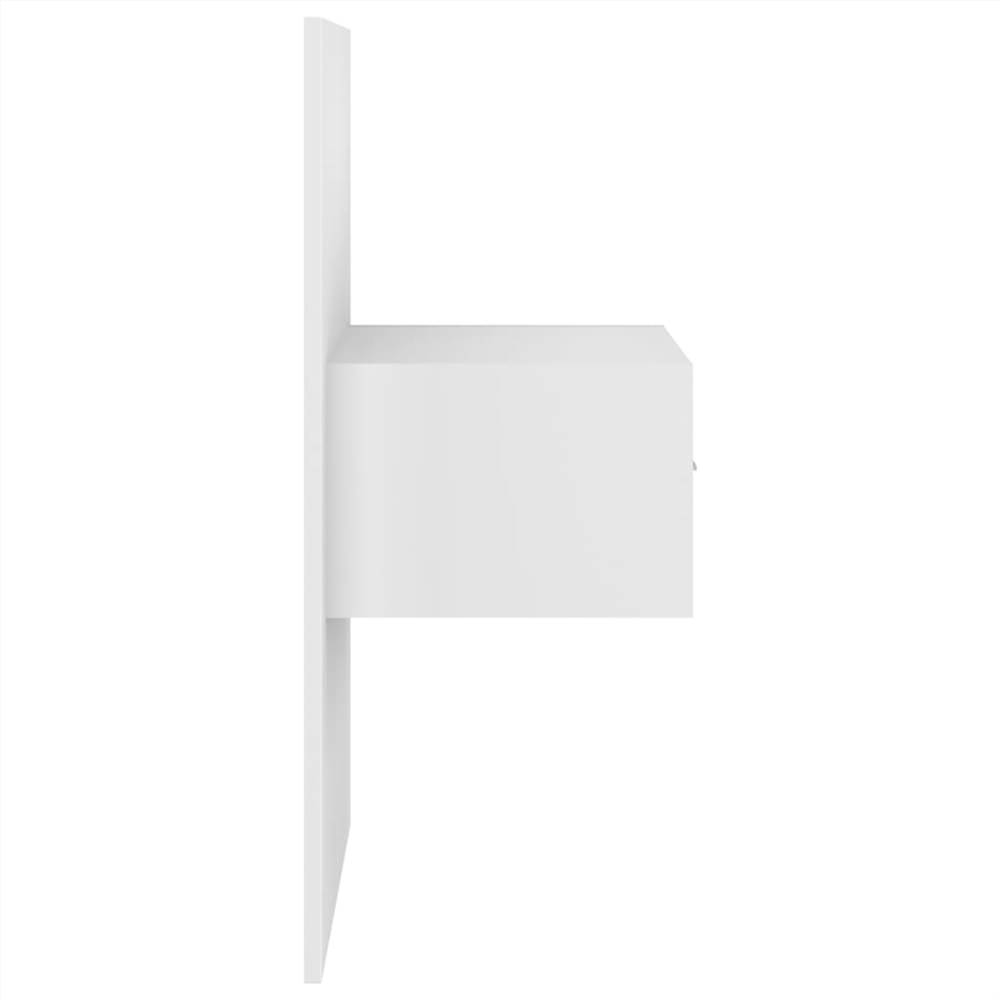 Wall Bedside Cabinet White Engineered Wood