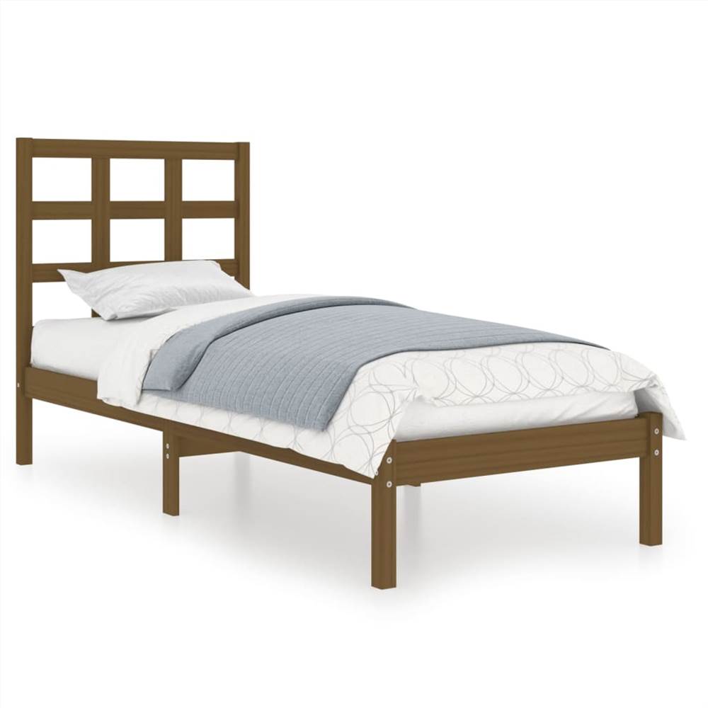 Bed Frame Honey Brown Solid Wood 75x190 cm 2FT6 Small Single