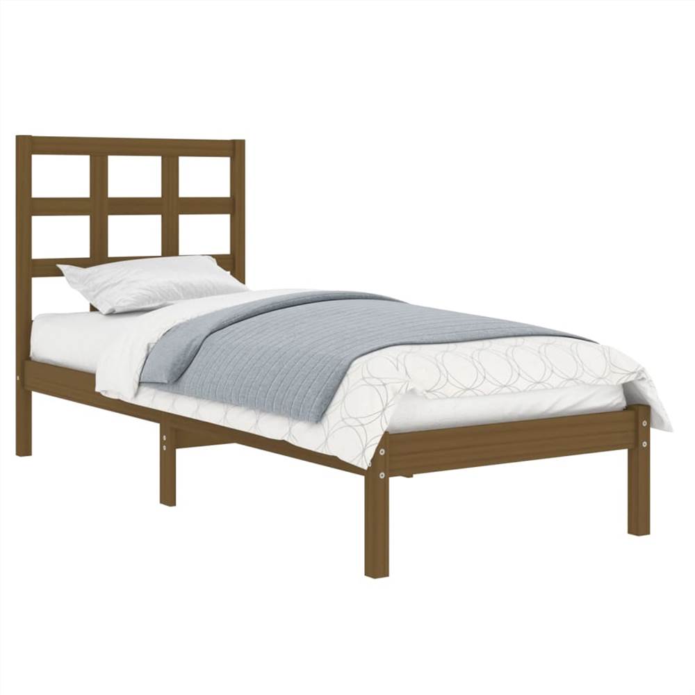 Bed Frame Honey Brown Solid Wood 75x190 cm 2FT6 Small Single