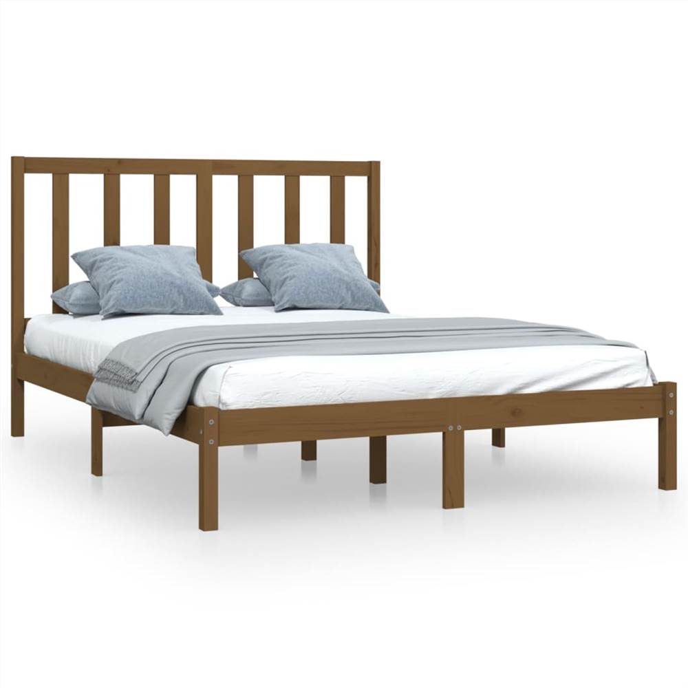 Bed Frame Honey Brown Solid Wood Pine 150x200 cm 5FT King Size