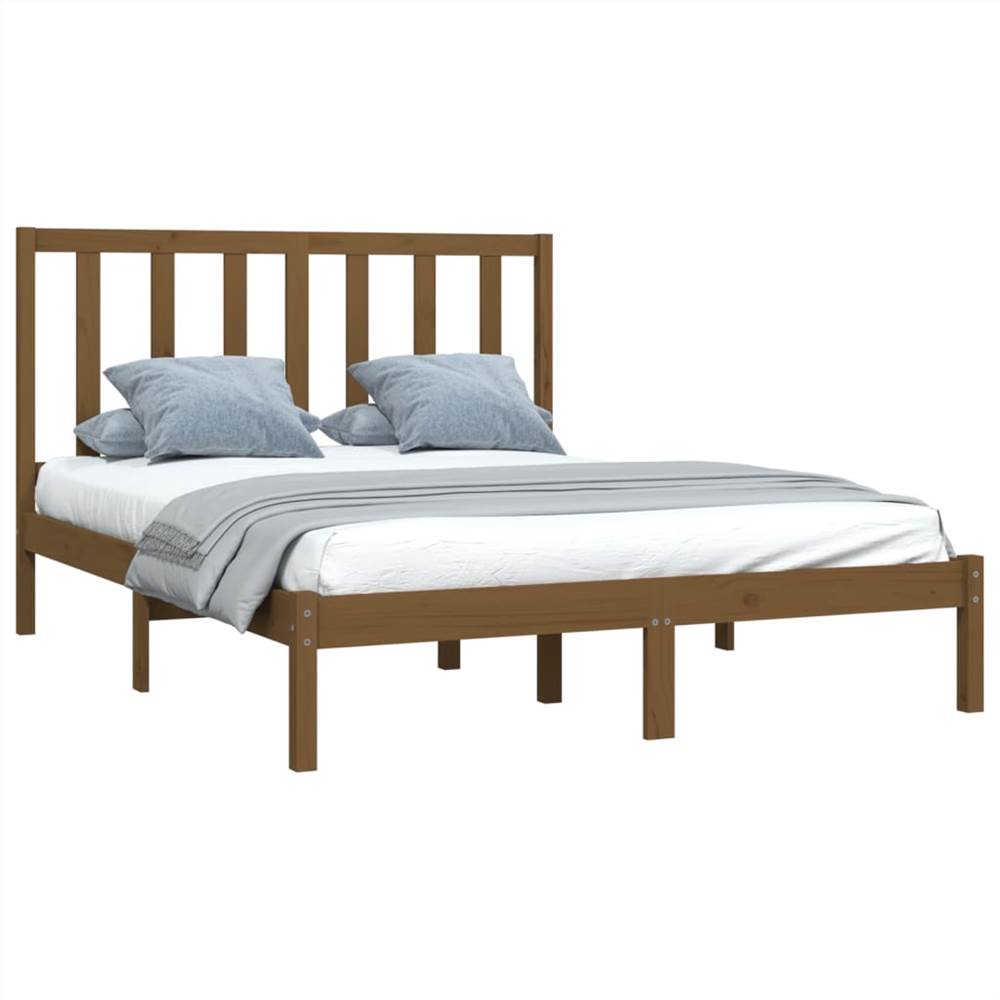Bed Frame Honey Brown Solid Wood Pine 150x200 cm 5FT King Size