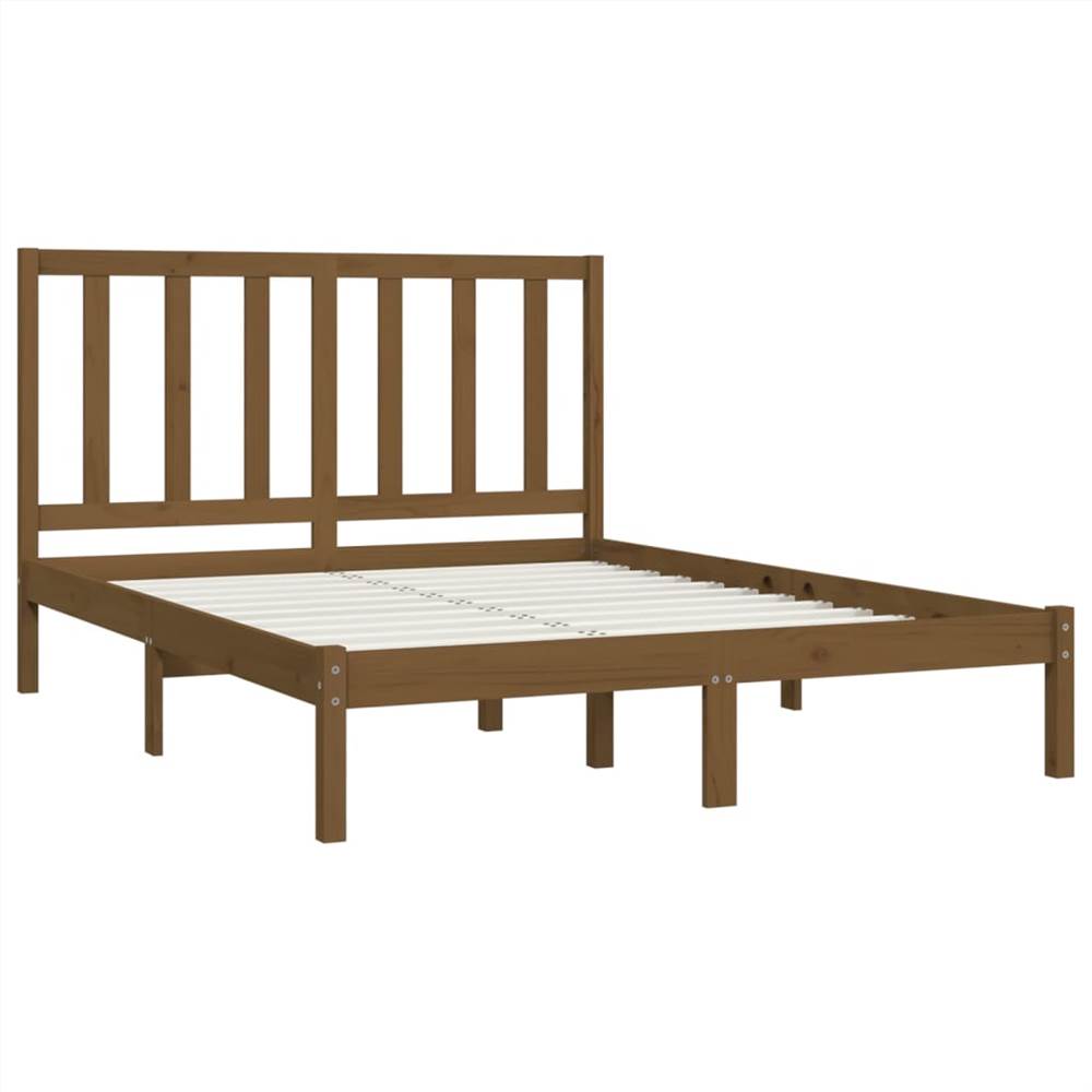 Bed Frame Honey Brown Solid Wood Pine 150x200 cm 5FT King Size
