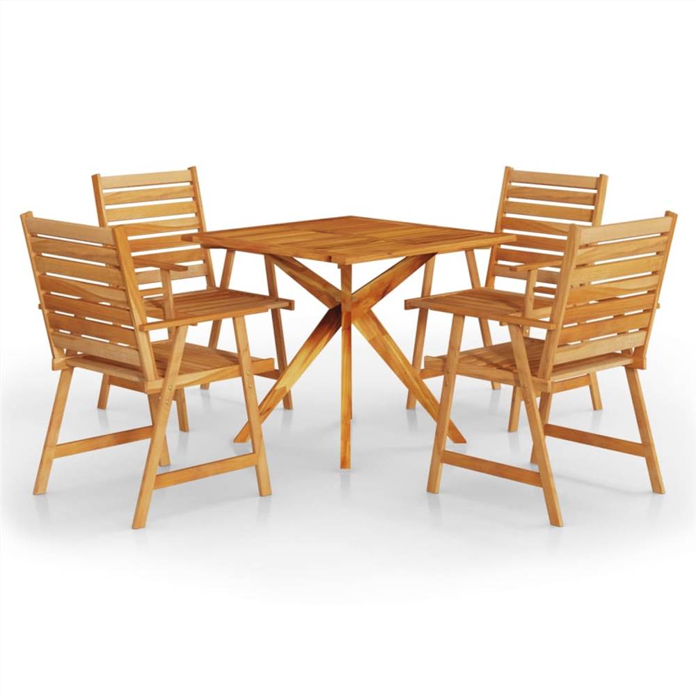 5 Piece Garden Dining Set Solid Wood Acacia