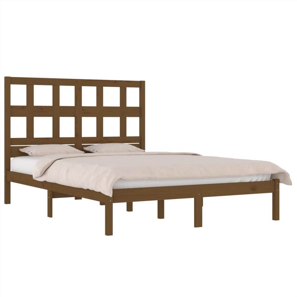 Bed Frame Honey Brown Solid Wood Pine 150x200 cm 5FT King Size