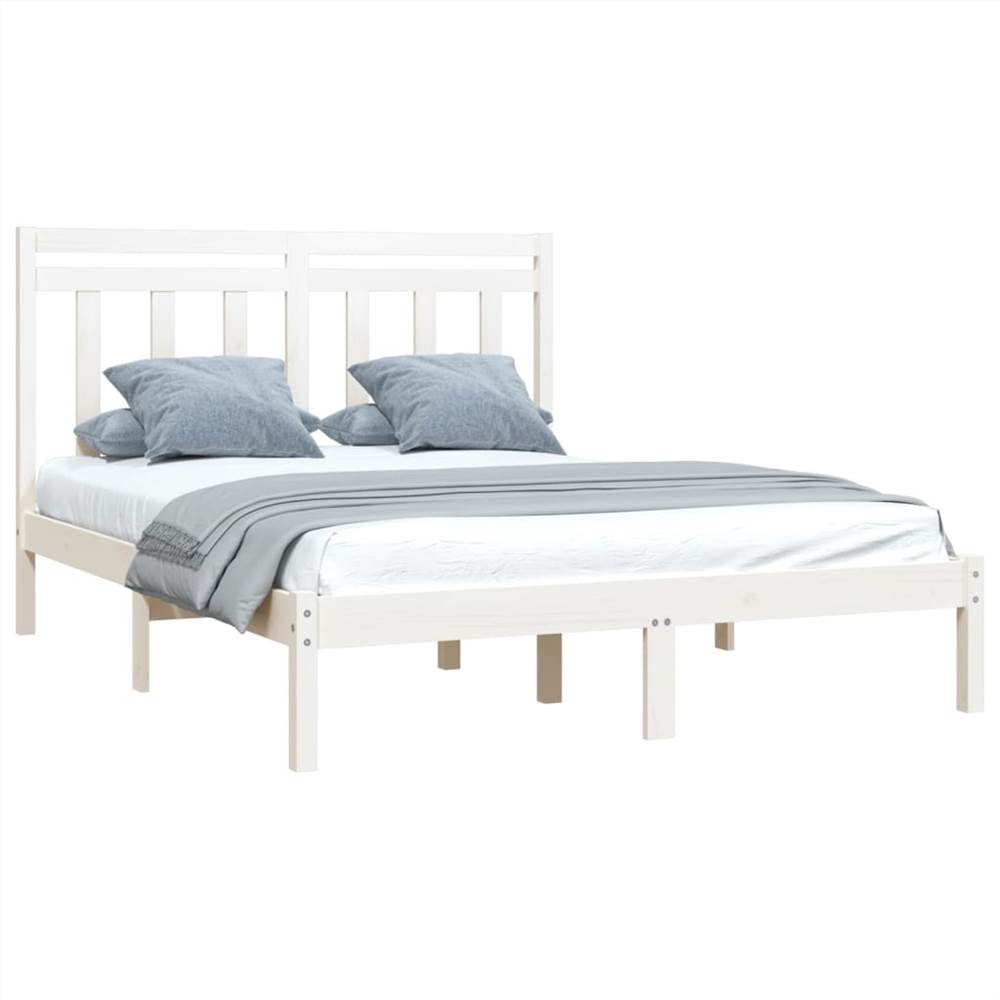 Bed Frame White Solid Wood 120x200 cm