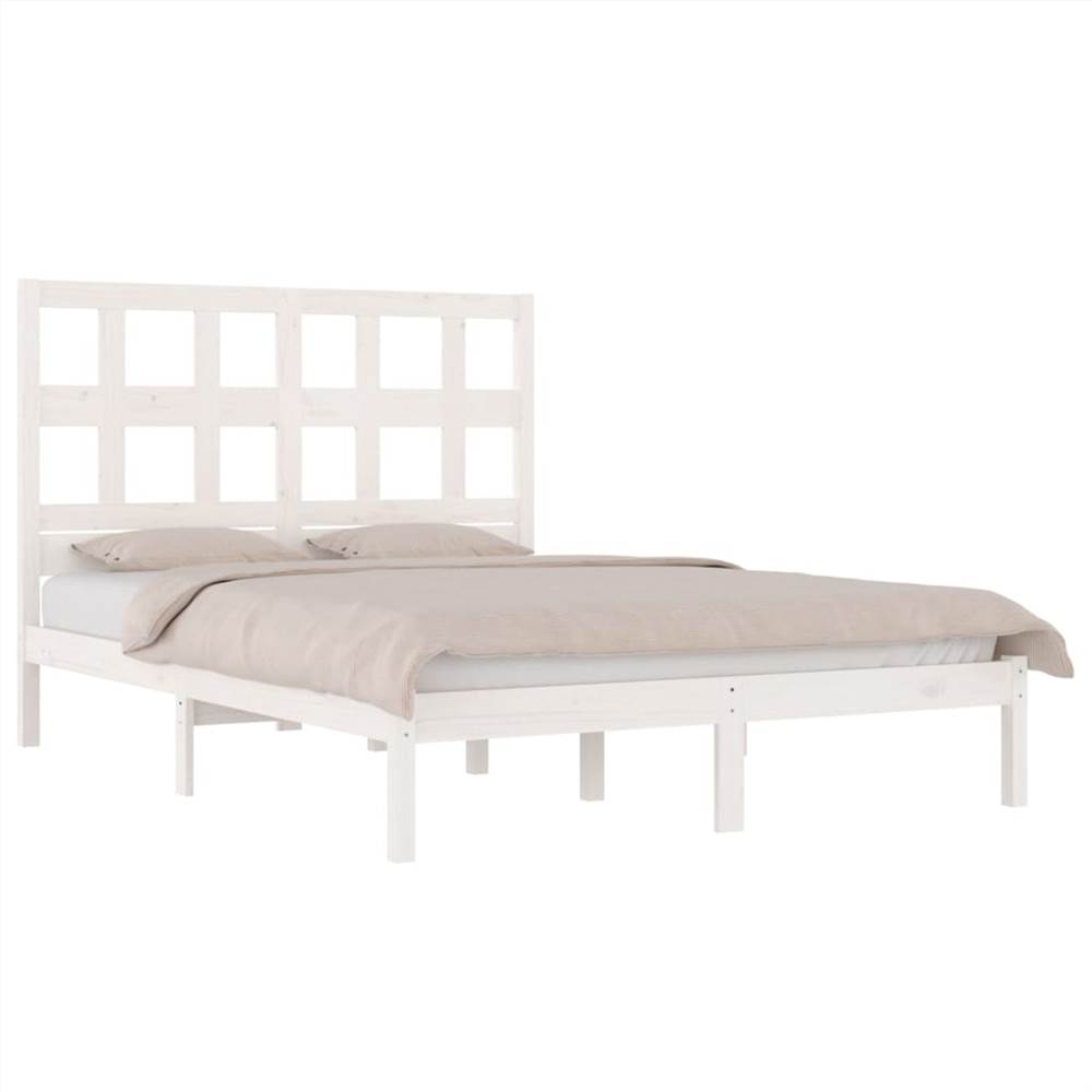 Bed Frame White Solid Wood Pine 120x190 cm 4FT Small Double