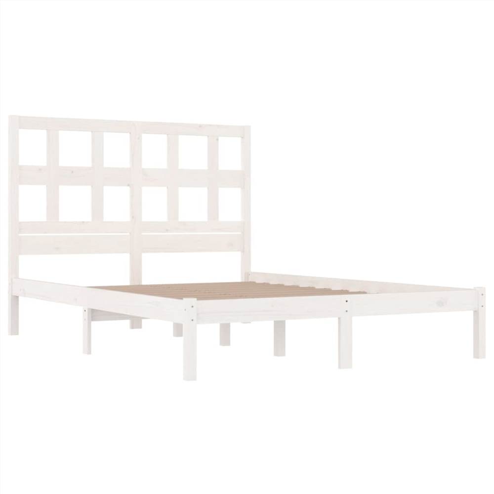 Bed Frame White Solid Wood Pine 120x190 cm 4FT Small Double