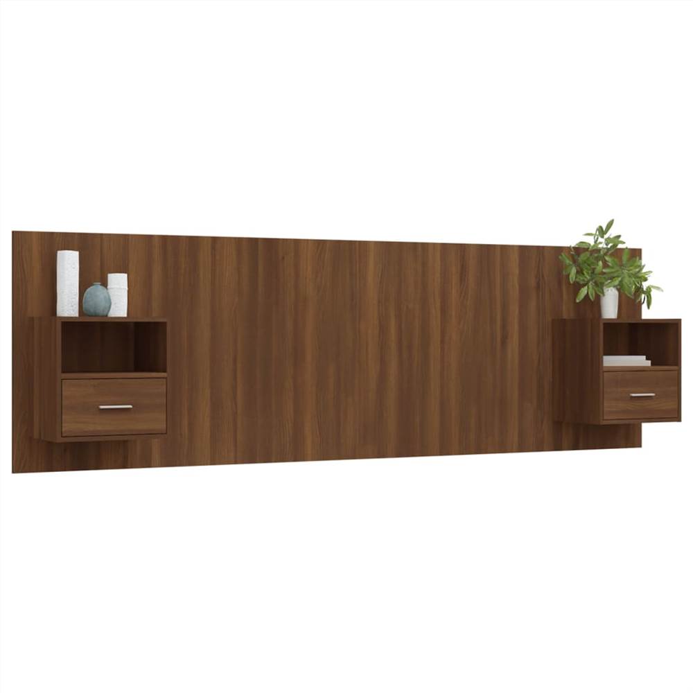 Bed Headboard with Cabinets Brown Oak Engineered Wood