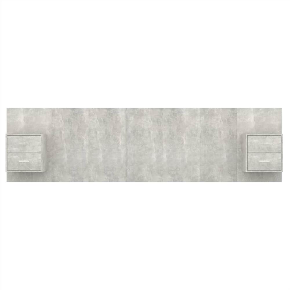 Bed Headboard with Cabinets Concrete Grey Engineered Wood