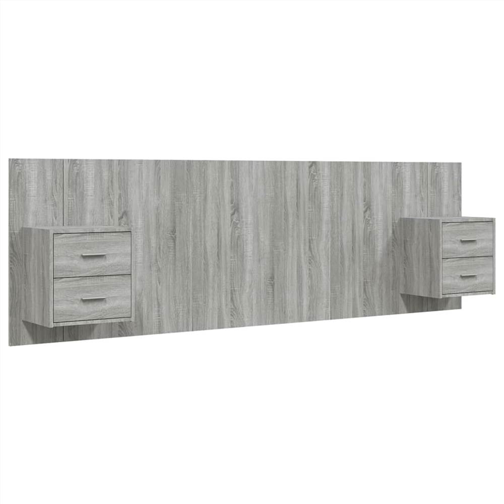 Bed Headboard with Cabinets Grey Sonoma Engineered Wood