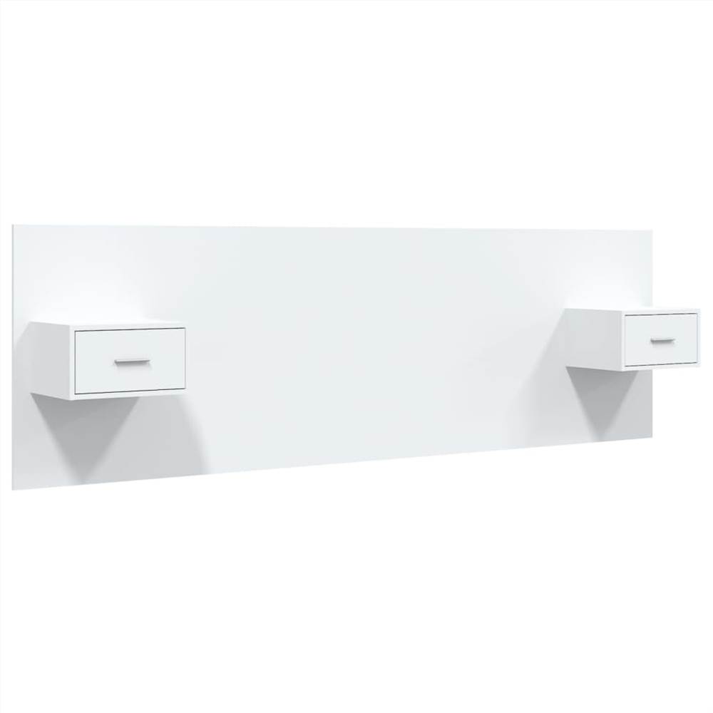 Bed Headboard with Cabinets High Gloss White Engineered Wood