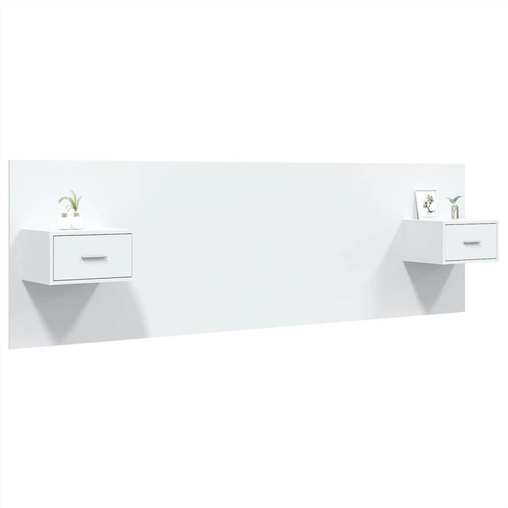 Bed Headboard with Cabinets High Gloss White Engineered Wood
