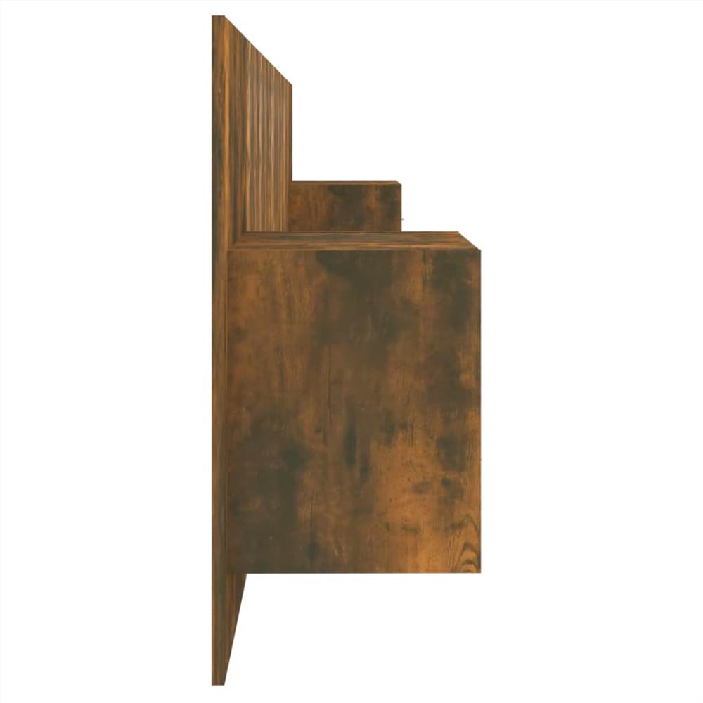 Bed Headboard with Cabinets Smoked Oak Engineered Wood