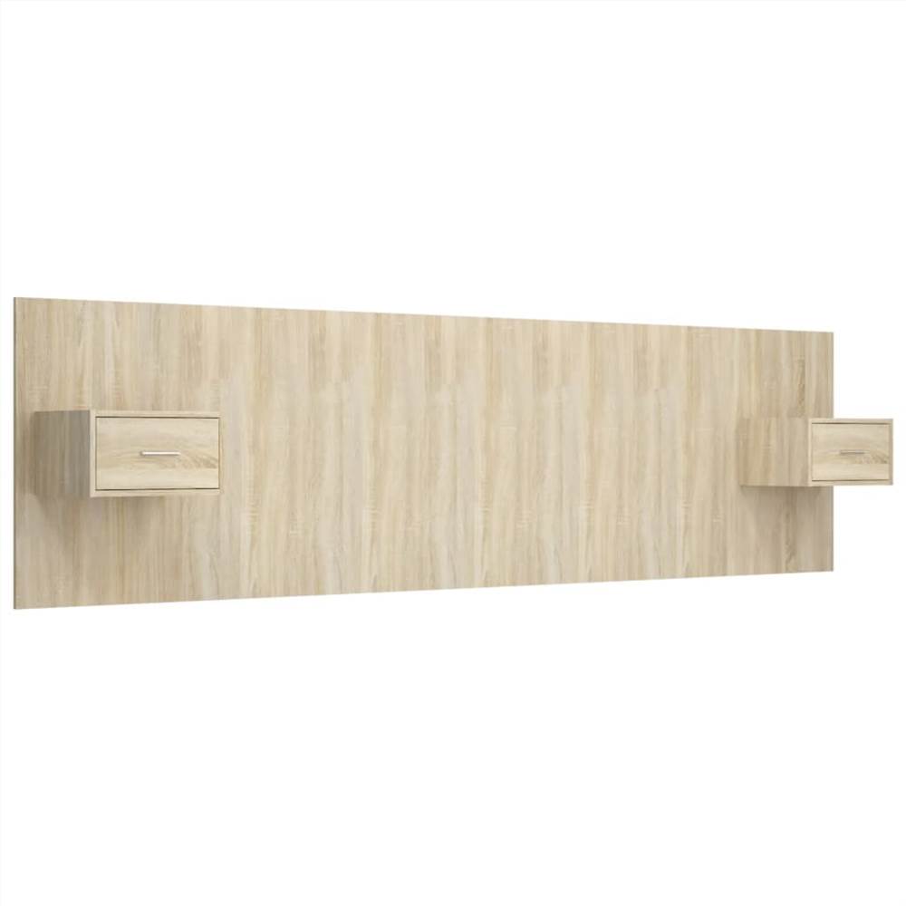Bed Headboard with Cabinets Sonoma Oak Engineered Wood