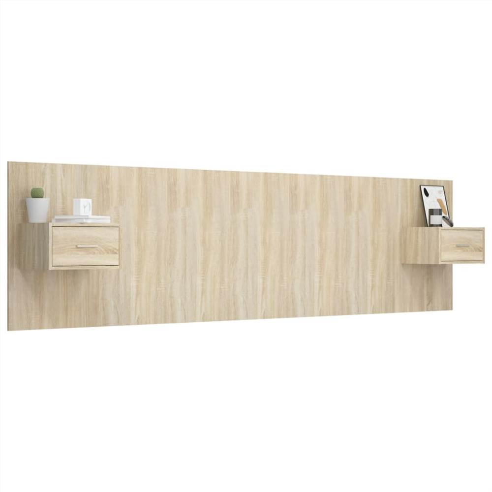 Bed Headboard with Cabinets Sonoma Oak Engineered Wood