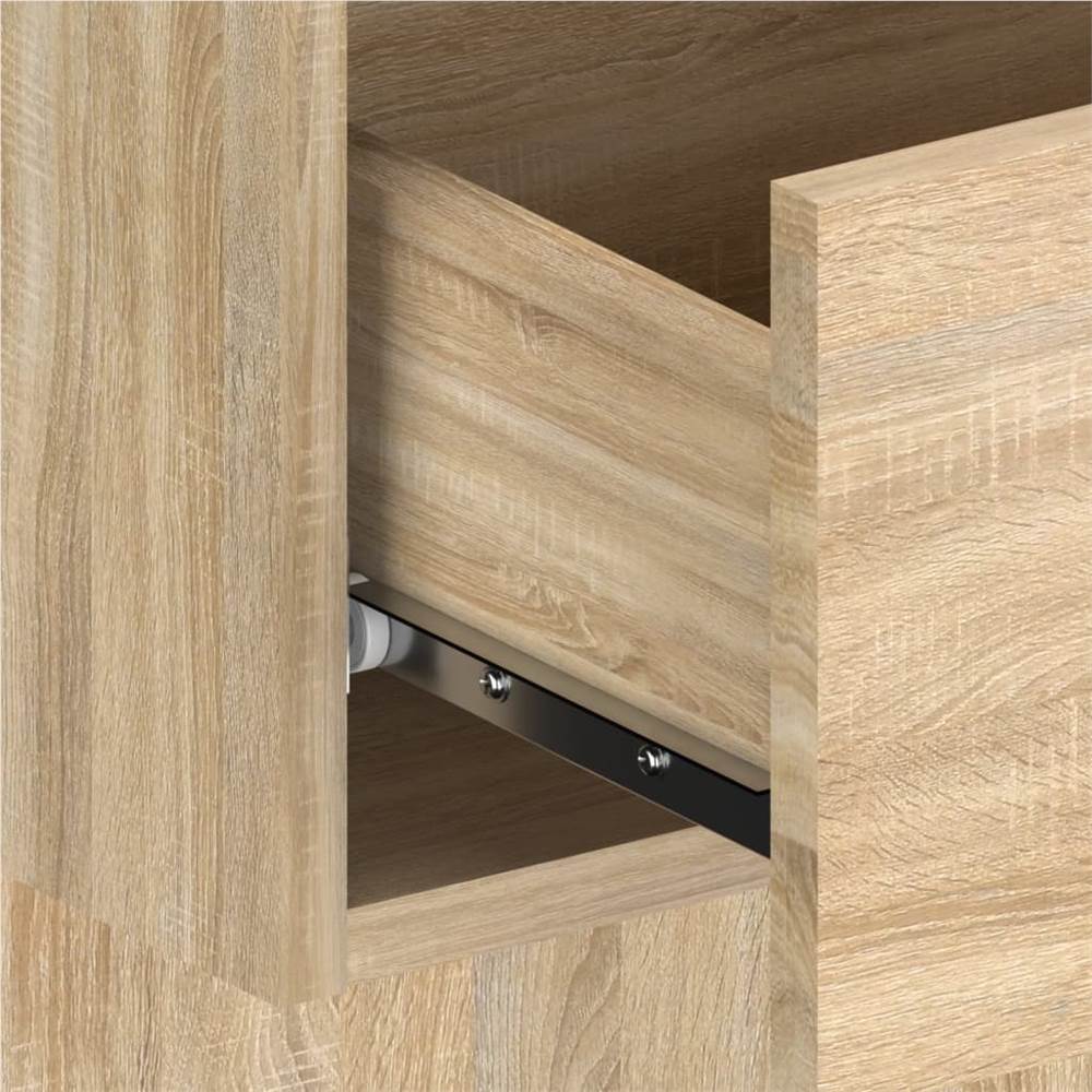 Bed Headboard with Cabinets Sonoma Oak Engineered Wood