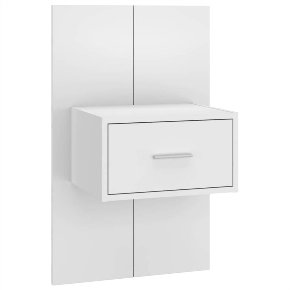 Bed Headboard with Cabinets White Engineered Wood