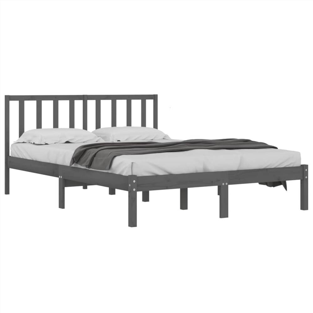 Bed Frame Grey Solid Wood Pine 180x200 cm 6FT Super King