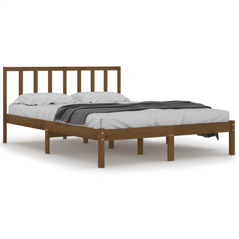Bed Frame Honey Brown Solid Wood Pine 150x200 cm 5FT King Size