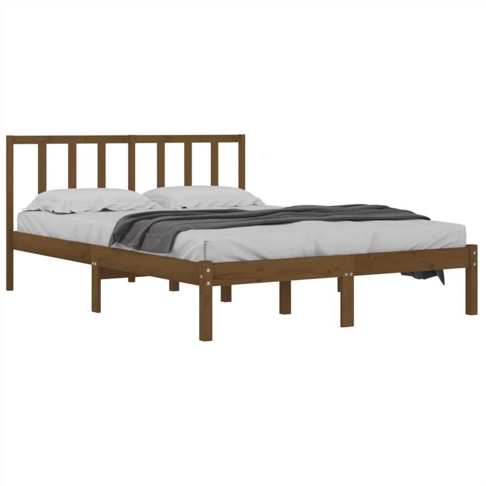 Bed Frame Honey Brown Solid Wood Pine 150x200 cm 5FT King Size