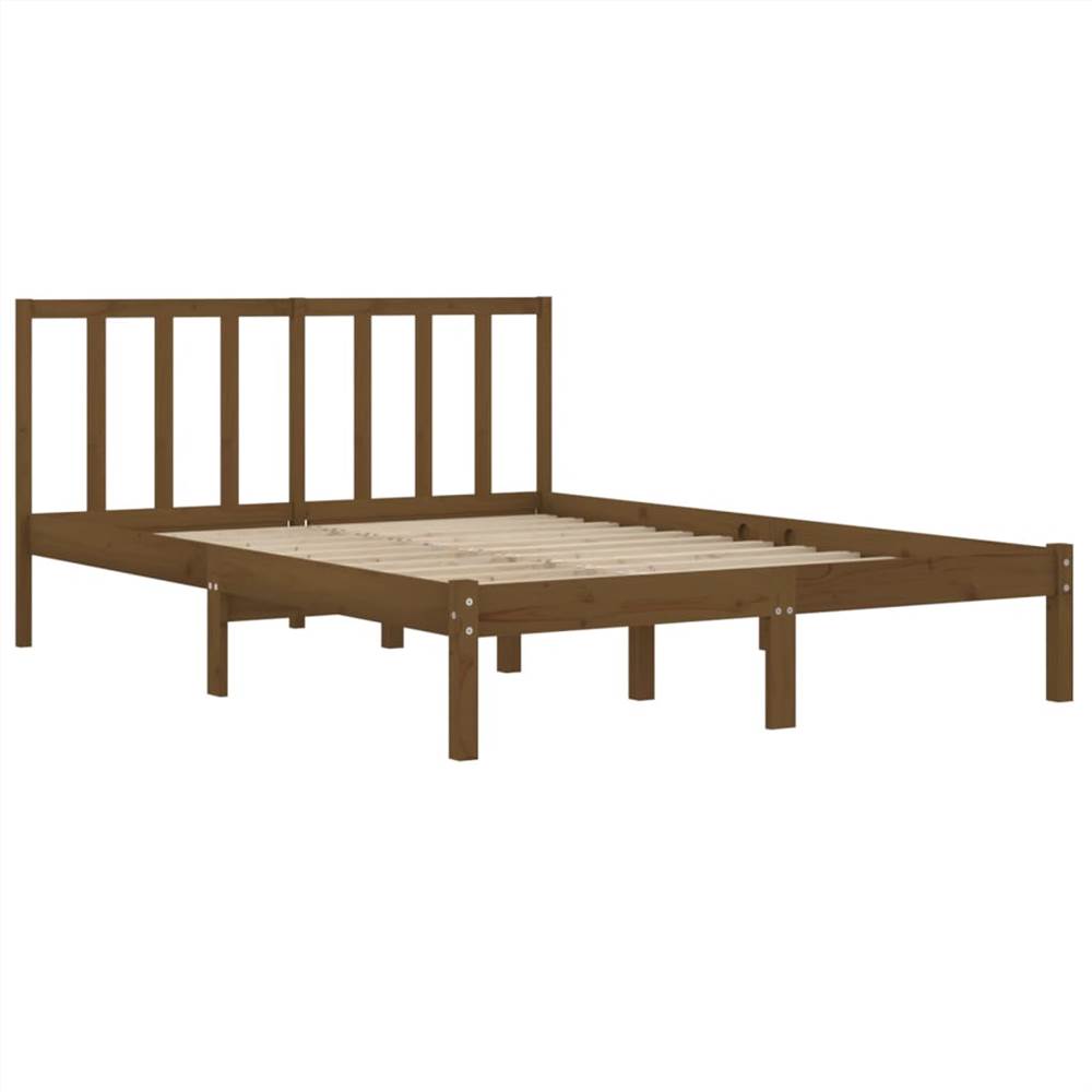 Bed Frame Honey Brown Solid Wood Pine 150x200 cm 5FT King Size