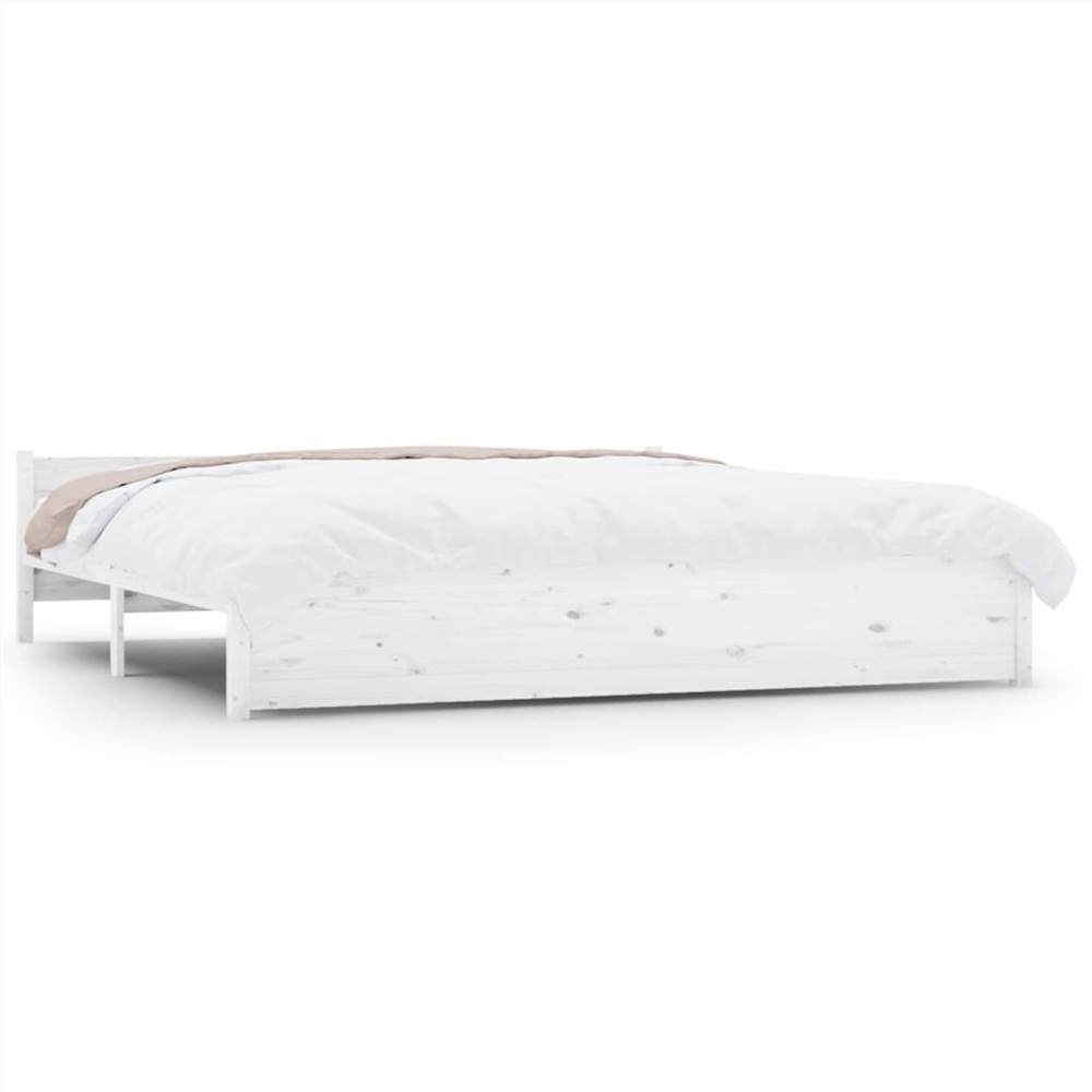 Bed Frame White Solid Wood 180x200 cm 6FT Super King