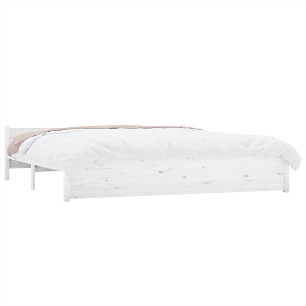 Bed Frame White Solid Wood 180x200 cm 6FT Super King