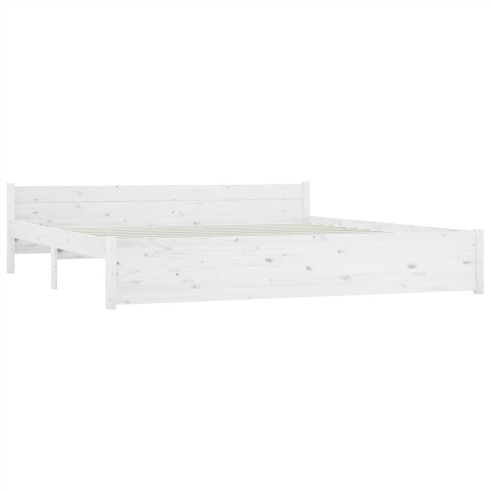 Bed Frame White Solid Wood 180x200 cm 6FT Super King