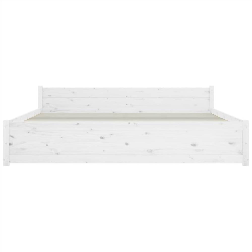 Bed Frame White Solid Wood 200x200 cm
