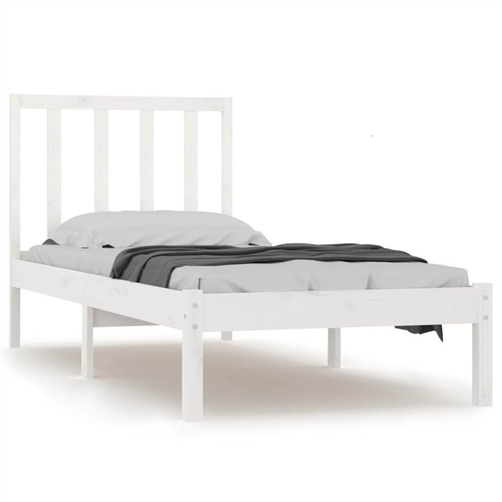 Bed Frame White Solid Wood Pine 75x190 cm 2FT6 Small Single