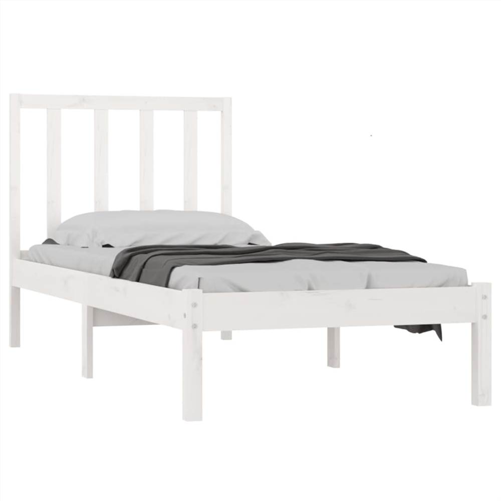 Bed Frame White Solid Wood Pine 75x190 cm 2FT6 Small Single